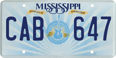 MS license plate CAB647