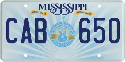 MS license plate CAB650