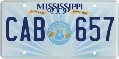 MS license plate CAB657