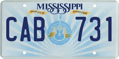 MS license plate CAB731