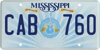 MS license plate CAB760