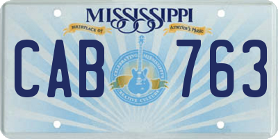 MS license plate CAB763