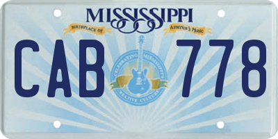MS license plate CAB778