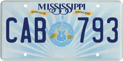 MS license plate CAB793