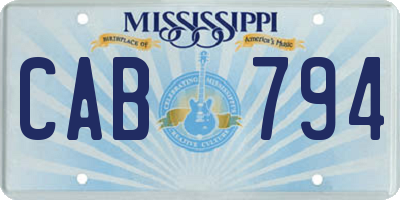 MS license plate CAB794