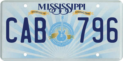 MS license plate CAB796