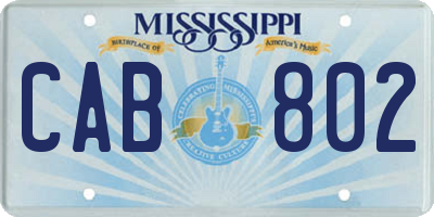 MS license plate CAB802