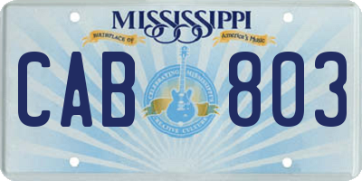 MS license plate CAB803