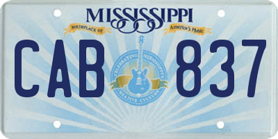 MS license plate CAB837