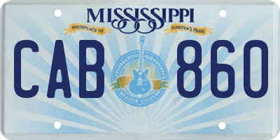 MS license plate CAB860