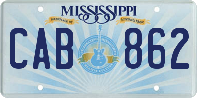 MS license plate CAB862