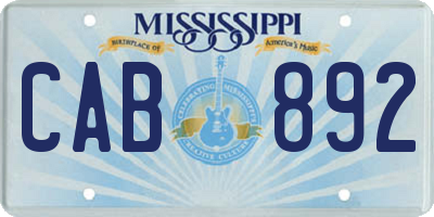 MS license plate CAB892