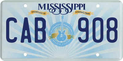MS license plate CAB908