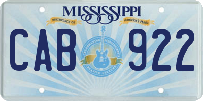 MS license plate CAB922
