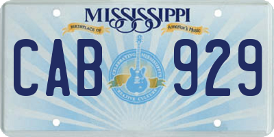 MS license plate CAB929