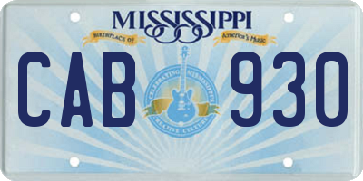 MS license plate CAB930