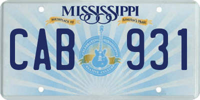 MS license plate CAB931