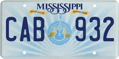 MS license plate CAB932