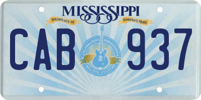 MS license plate CAB937