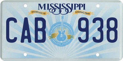 MS license plate CAB938