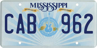 MS license plate CAB962