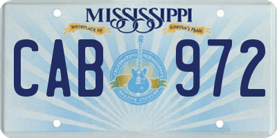 MS license plate CAB972