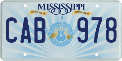 MS license plate CAB978