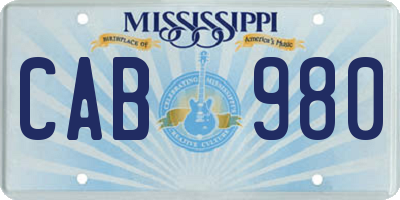 MS license plate CAB980