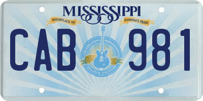 MS license plate CAB981