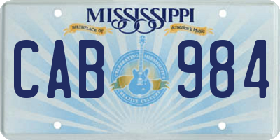 MS license plate CAB984