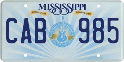 MS license plate CAB985
