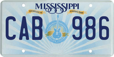 MS license plate CAB986
