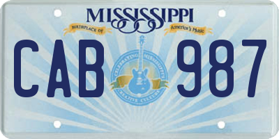 MS license plate CAB987