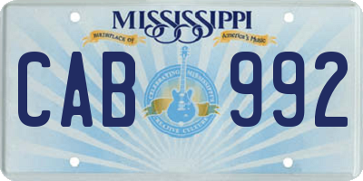 MS license plate CAB992