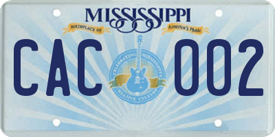 MS license plate CAC002