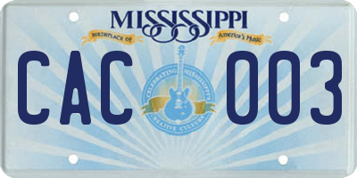 MS license plate CAC003