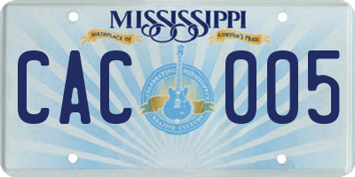 MS license plate CAC005