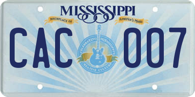MS license plate CAC007