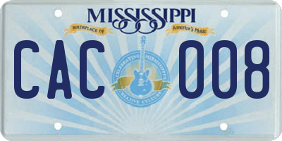 MS license plate CAC008