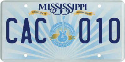 MS license plate CAC010