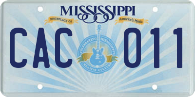 MS license plate CAC011