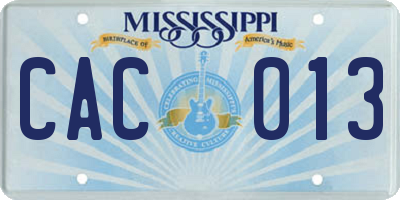MS license plate CAC013