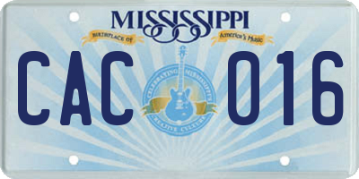 MS license plate CAC016