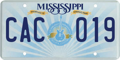 MS license plate CAC019