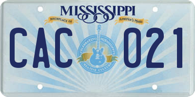 MS license plate CAC021