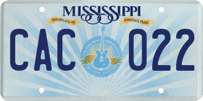 MS license plate CAC022