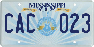 MS license plate CAC023