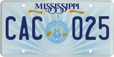 MS license plate CAC025