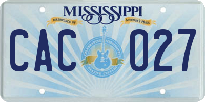 MS license plate CAC027