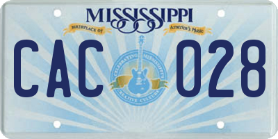 MS license plate CAC028